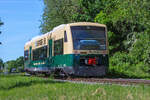 Triebwagen 650 032  zwischen den Haltepunkten Lauterbach Mole und Lauterbach. - 28.05.2026