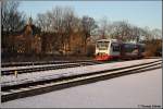 Regioshuttle VT511  Stadt Lichtenstein  der City Bahn Chemnitz fhrt am Nachmittag des 25.12.07 aus Hainichen kommend in Frankenberg ein.
