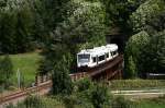 Zur Mittagszeit des 07. August 2008 fahren zwei OSB Regio-Shuttle als Ortenau S-Bahn nach Bad Griesbach. Die Aufnahme entstand zwischen Alpirsbach und Schenkenzell.