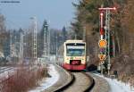 VT245;244 und 233 als HzL79894 (Brunlingen Bahnhof-Trossingen Bahnhof ) am Esig Villingen 30.1.11
