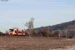 VT 232 als HzL88044 (Blumberg-Zollhaus-Bräunlingen Bahnhof) bei Balgheim 6.2.11