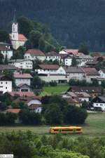 Stadler Regio-Shuttle RS1 VT 39 der Oberpfalzbahn als RB 32232 Lam - Schwandorf, KBS 877 Cham - Lam, fotografiert bei Hohenwarth am 23.06.2010