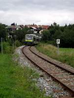 Einfahrt des Agilis Regio Shuttle der Ilztalbahn am 11.08.12 in Freyung 