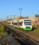 Elster Saale Bahn/Erfurter Bahn VT308 bei Einfahrt in Zeitz (Gera - Leipzig) 20.10.2012