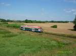 Der Regio Shuttle RSI BR 650.07 der PEG kurz vor Kyritz a.d.Knatter(Juli 2006)