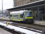 VT 650.709 von Agilis steht hier als ag 84557 von Bad Steben im Hofer Hbf.