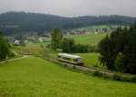 VT 650 726 bei einer Sonderfahrt auf der Ilztalbahn von Passau nach Freyung am 01.06.2013 bei Karlsbach.