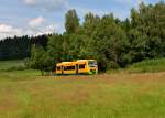 650 673 (VT 40) bei einer Überführungsfahrt von Viechtach nach Schwandorf am 26.07.2014 bei Gotteszell.