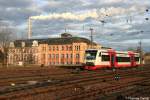 Der RegioShuttle aus Hainichen hat am Morgen des 06.01.07 Einfahrt in Chemnitz Hbf.