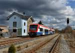 650 563 (VT 63) + 650 565 (VT 65) als RB nach Plattling am 13.04.2013 bei der Einfahrt in Triefenried.