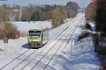 650 734 mit der Ag 84550 von Marktredwitz nach Bayreuth Hbf bei Waldershof, 07.02.2015