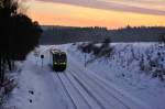 650 725 als agilis 84589 nach Hof Hbf zur winterlichen Abendstimmung bei Waldershof,