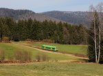 Der VT 18 als WBA 2 nach Zwiesel am 27.03.2016 unterwegs bei Waldmann.