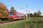 DB 650 116 erreicht Laupheim West von Laupheim Stadt kommend zur Fahrt nach Ulm Hbf.