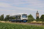 Ein RS1 der Rurtalbahn unterwegs auf der Bördebahn zwischen Düren und Euskirchen in der Nähe von Distelrath am 7.7.2020