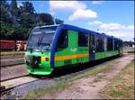 Die L�nderbahn CZ VT41 'SATURN' steht am 19. 6. 2027 in Bahnhof Lu�n� u Rakovn�ka.