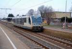 VT 6.010 der Rurtalbahn als RB 39 nach Dalheim beim verlassen des Rheydter Hauptbahnhof am 21.2.2011.