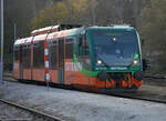 654 014 - 9 der tschechischen Bahngesellschaft GW Train läuft in Vimperk ein.