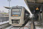 1 648 411 abellio steht am 02. Dezember 2023 in den Bahnhof von Wernigerode.