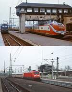 Bis 1978 pr�gten die beiden Reiterstellwerke das Bild des Stuttgarter Hauptbahnhofes.