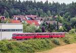 Am 13.7.02 kehrte eine dreiteilige Schienenbus-Garnitur f�r Sonderfahrten ins Schnaittachtal zur�ck.