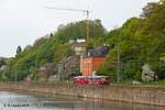 Schienenbus Ruhrtalbahn 796 796 VT98 am 20.04.2014 an der Ruhr in Bochum Dahlhausen.