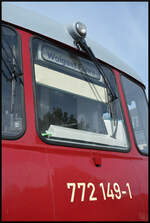Das Ferkeltaxi 772 149-1 am 07.09.2025 bei den XXVIII. Dampfloktagen im Werk Meiningen. 