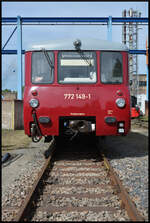 Das Ferkeltaxi 772 149-1 am 07.09.2025 bei den XXVIII. Dampfloktagen im Werk Meiningen. 