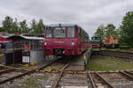 772 345 war am 26.07.2025 zu Gast beim Sommerfest des Thüringer Eisenbahnvereins. Hier wird der Triebwagen auf der Drehscheibe präsentiert.