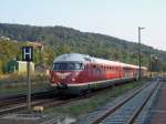 VT 08520 als Sonderzug aus Braunschweig anlsslich des 90-jhrigen Bestehens der Dampflokschmiede in Meiningen, 04.09.2004