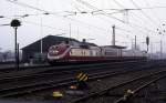 TEE VT 601 im Bahnhof Lathen auf der Emslandstrecke! - Am 28.11.1986 fuhr dieser Sonderzug von Münster nach Lathen und zurück.