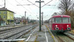 Der gleiche Platz 3½ Jahre später: Am 6.12.08 setzte die Bayernbahn ihren Schienen¬bus für Pendelfahrten zwischen Dombühl und Dinkelbühl zum Weihnachtsmarkt ein.