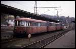 Eine vierteilige Schienenbus Einheit am 10.3.1993 um 14.50 Uhr im Bahnhof Betzdorf: 
von vorn: VB 996766 + VT 796784 + VB 996780 + VT 796744.