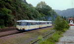 998+998+798 der Dürener Kreisbahn verlassen um 1994 den Bahnhof Heimbach 