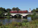 Der 798 522 und der 998 724 als Sonderzug nach Wassertrüdingen am 18.08.2019 unterwegs bei Oettingen.