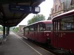 Die  Vulkan-Eifel Bahn  ist pnktlich um 12:56 Uhr in den Zielbahnhof Gerolstein eingefahren.       30.07.07