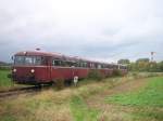 VT98 bei einer Sonderfahrt auf der Vorwohle-Emmerthaler Eisenbahn, am 03. Oktober 2009 vor den Einfahrsignal vom Bahnhof Emmerthal