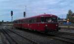 Eine Uerdinger Schienenbus-Garnitur rangiert am 23.09.2012 im Bahnhof Neuenmarkt-Wirsberg um spter eine Sonderfahrt ber die Schiefe Ebene zu absolvieren. 