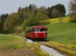 Der VT 98 der PEF als Sonderzug nach Freyung am 01.05.2013 unterwegs bei Rhrnbach.