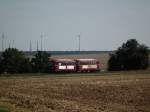 Am 15.08.2013 erreicht ein Schienenbus mit zugehrigem Steuerwagen den Bahnhof Seligenstadt (bei Wrzburg; Endpunkt der Mainschleifenbahn, diese wird von Eisenbahnfreunden betrieben und fhrt nur an