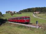 Der VT 98 der PEF als Sonderzug nach Passau am 03.10.2013 unterwegs bei Karlsbach.