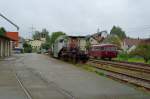 Blick auf den Bahnhof Hffenhardt, links befindet sich ein Landhandel mit Silo und Lagerhusern, dann das Gleis zur Bedienung....in der Mitte das Freiladegleis mit Tragwagen und Trafo und rechts ist der VT 98 zu sehen. Kurz vor ihm zweigt das Gleis zum Lokschuppen ab.....das am Kohlebansen vorbei fhrt.6.10.2013