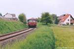 Der Schienenbus nach Ebrach verließ am 21.5.95 Burgwindheim.