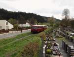 Am 21.04.14 besuchten wir die Rodachtalbahn in Nordhalben. Es fuhren 798 731 und 998 744 hier in Steinwiesen.