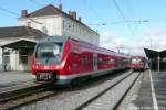 Am 28.2.14 traf 440 531 als RB nach Donauwörth in Nördlingen auf den Bayernbahn-Schienenbus 798 522.