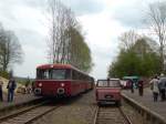 VT98-Einheit (798 823, 998 864, 998 874) in Klein Mahner. Sonderfahrt aus Rahden nach Klein Mahner. Es ging von Rahden über Hildesheim, Braunschweig, Salzgitter-Bad nach Klein Mahner und wieder zurück. 25.04.2015