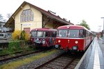 Historischer Schienenbus am 17. April 2016 auf der Ammertalbahn in Tübingen West.