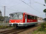  Ferkeltaxe  /  Blutblase  772 342 TEICHLAND EXPRESS hat von Gleis 3 auf Gleis 4 umgesetzt; Doberlug-Kirchhain, 21.09.2014  