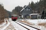 772 141 fährt noch planmäßig zwischen Rottenbach-Katzhütte und zurück. Hier zu sehen als RB 29883 am 03.03.18 bei Unterköditz .