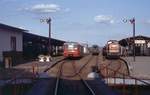 Eine Besonderheit in Leinefelde stellte der Gleisabschluß der Gleise 5 und 6 mittels Drehscheibe und festgelegten Signalen dar. Am 29.6.1993 war die Anlage noch vorhanden.